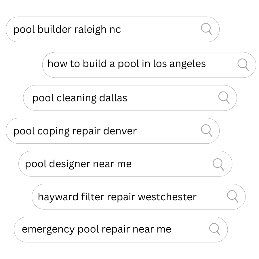 Sample online searches for pool companies
